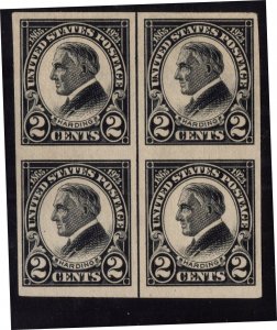 U.S. - 611 - Line Block of 4 - EXTRA FINE - Top hinged/Bottom Never Hinged