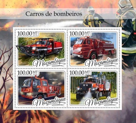 Mozambique Fire Engines Autos Trucks Transport MNH stamp set