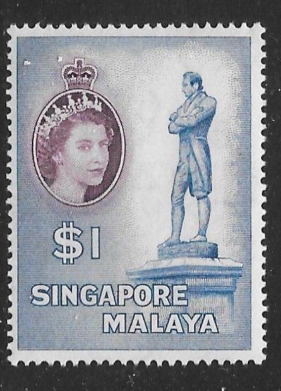 SINGAPORE SG50 1955 $1 BLUE & DEEP PURPLE MNH