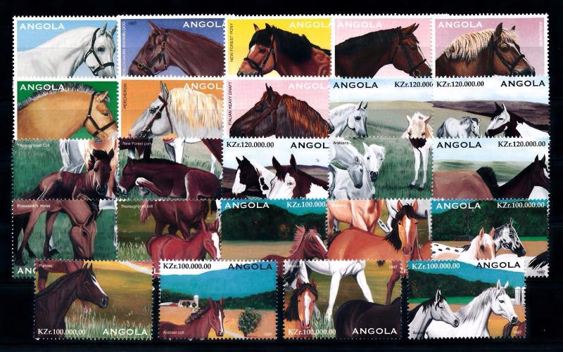 [57830] Angola 1997 Horses 24 Values MNH
