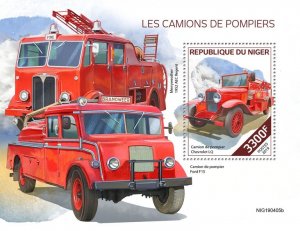 NIGER - 2019 - Fire Engines - Perf Souv Sheet -Mint Never Hinged