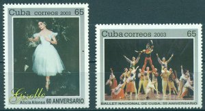 CUBA Sc# 4355-4356  NATIONAL BALLET HAVANA dance theater CPL SET of 2 2003  MNH