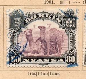 Nyassa 1901 Early Issue Fine Used 80r. NW-238424