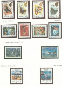 St. Lucia #981-992 Mint (NH) Single (Complete Set) (Art) (Butterflies) (Fauna)