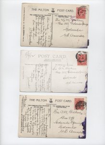 3 1909-1912 UK postcards to US Esperanto messages [y7796]