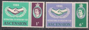 Ascension 1966 QE2 Pair Co-op Year SG 89/90 MNH ( D786 )