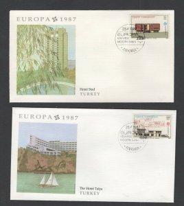 Turkey  #2379-80  (1987 Europa set) on two unaddressed Fleetwood FDCs