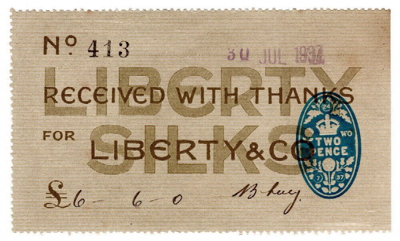 (I.B) George VI Revenue : Receipt Note 2d (Liberty & Co) 