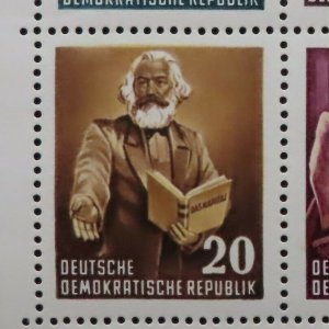 HuskyStamps ~ Germany DDR #144a, Perforated Souvenir Sheet, MNH, Marx, 11pics