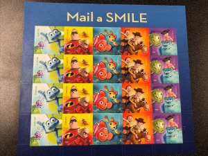 US 4677-81 Mail a Smile Disney Pixar Sheet of 20 Forever Stamps Mint Never Hinge