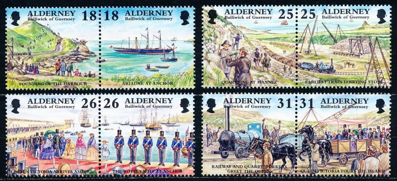 Alderney #107a-113a Set of 4 Pairs MNH