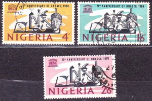 NIGERIA 1966 QEII 20th Ann of U.E.N.S.C.O Set SG192-194 FU