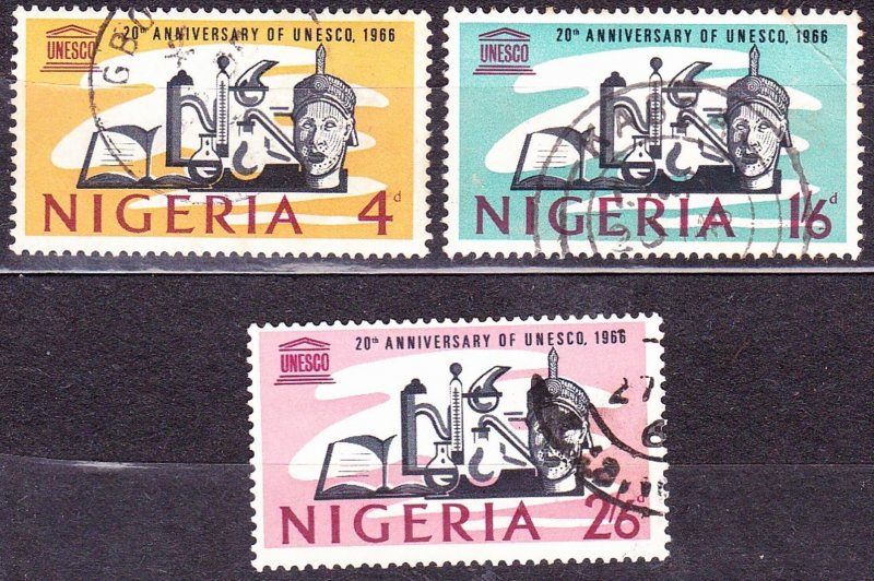 NIGERIA 1966 QEII 20th Ann of U.E.N.S.C.O Set SG192-194 FU