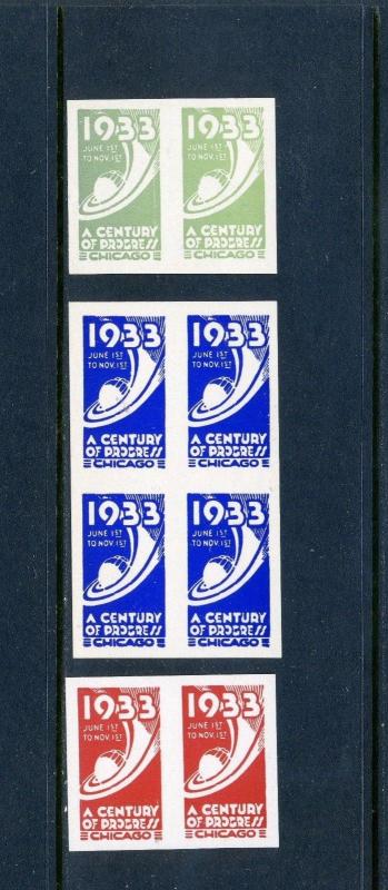 8 VINTAGE 1933 CENTURY OF PROGRESS POSTER STAMPS (L521) CHICAGO