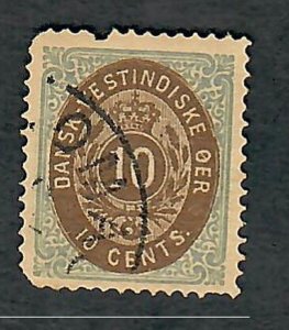 Danish West Indies #10 used single - faulty