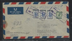 AFGHANISTAN(PP2408B) REG COVER 3 AFX3+25P  KABUL TO GERMANY 