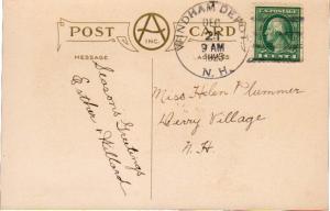 United States Hampshire Windham Depot 1923 4c-bar  1865-1956  PC.