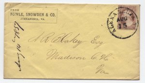 1857 Alexandria VA #25 3 cent 1857 issue type 1 cover [h.4746]