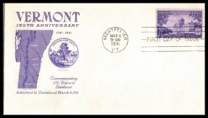 1941 Vermont Sesqui 150 years Sc 903-18 H. Grimsland cachet Montpelier VT