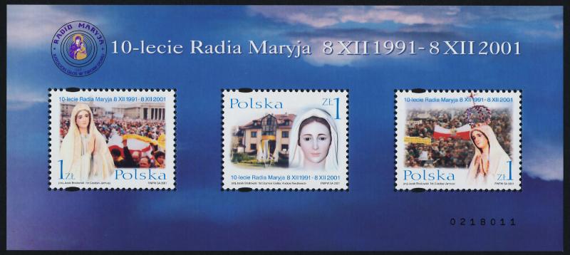 Poland 3617-8 MNH Radio Maryja, Virgin Mary