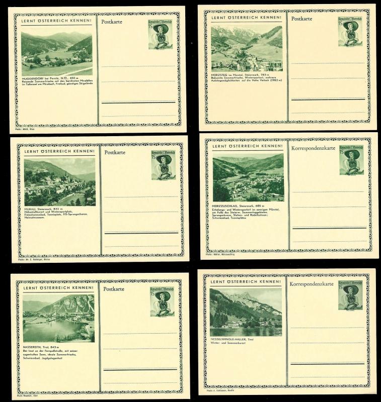AUSTRIA (120) Scenery View Green 1 Shilling Postal Cards c1950s ALL MINT UNUSED