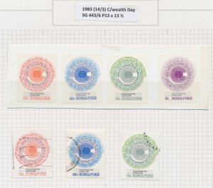 Singapore 1983 SG 443-446, 447-450, 451-453 MNH plus 8 different Used copies