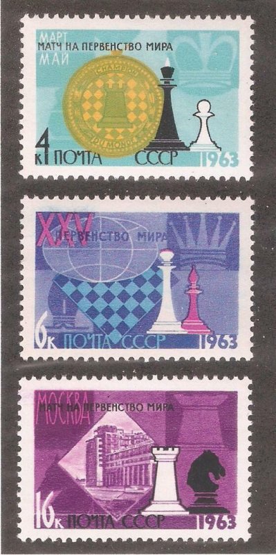 Russia/USSR 1963,25th Chess Championship,Moscow,Scott # 2742-44,VF MNH**  