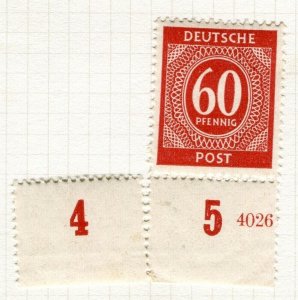 GERMANY BERLIN British/US Zone 1946 numeral issue mint hinged 60pf. Marginal