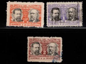 Paraguay Scott 351-353 Used  stamp short set 3/4