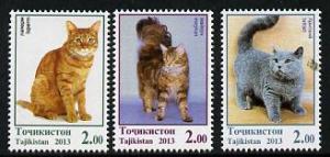 Tadjikistan 2013 Domestic Cats perf set of 3 values unmou...
