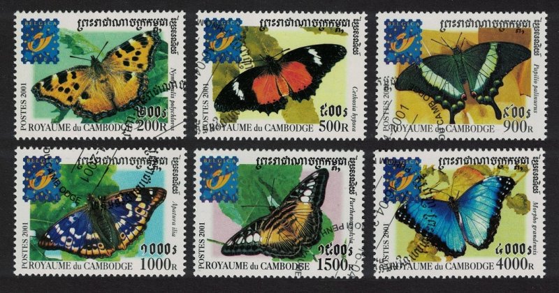 Cambodia Butterflies 6v 2001 CTO SG#2125-2130