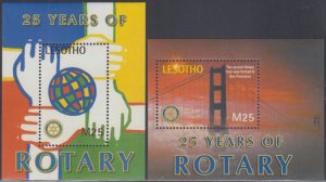 LESOTHO Sc# 1314-5 MNH CPL SET of 2 S/S - ROTARY INT'L in LESOTHO 25th ANN