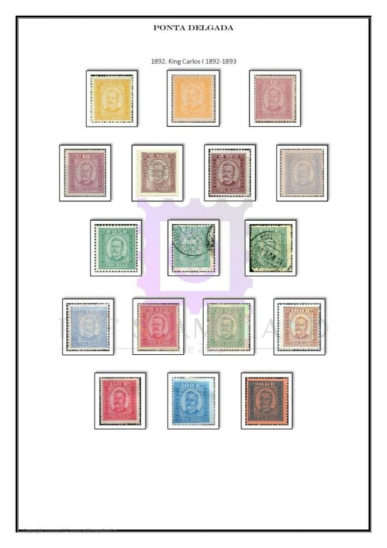 Portugal Ponta Delgada 1892-1905 PDF(DIGITAL) STAMP ALBUM PAGES