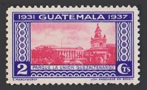 Guatemala 282 two stamps,hinged.Michel 342. Union Park Quezallenango,1937.