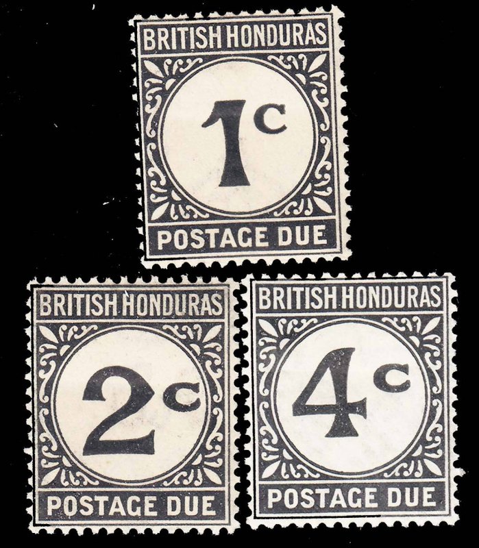 British Honduras Scott J1-J3 Unused with hinge remant.