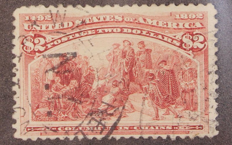 Scott 242 - $2.00 Columbian - Used - Nice Stamp - SCV - $525.00 