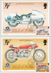 Isle of Man # 335-339, Tourist Trophy Motorcycle Races, Maxi Cards, First Day