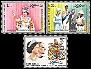 Liberia MNH 788-90 Silver Jubilee QE II 1977