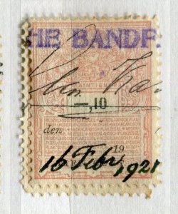 NETHERLANDS; Early 1900s early Revenue issue fine used 5c. value