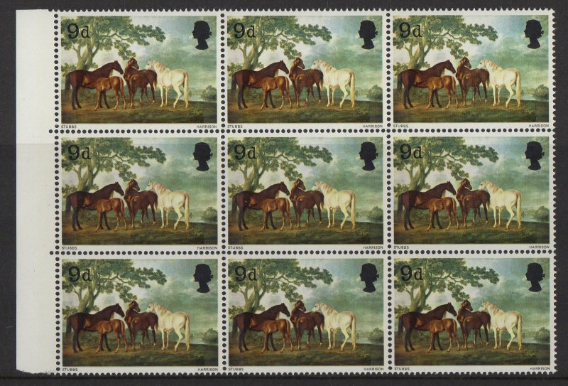 GB (L076) - 1967 Sg749 British Paintings 9d as Block of 9, Mint (NH)