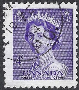 Canada #328 4¢ Queen Elizabeth II (1953). Violet. Used.