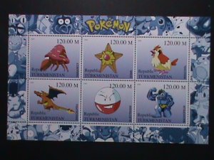 ​TURKMENISTAN-STAMP POKEMON CARTOON MNH STAMP:MINI SHEET RARE #2 VERY RARE