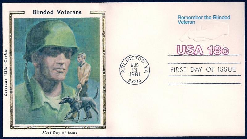 UNITED STATES FDC 18¢ Blind Veterans Envelope 1981 Colorano