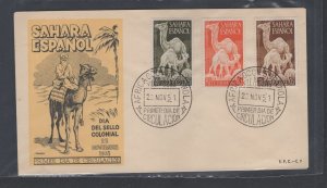 Spanish Sahara #B16-18  (1951 Camels set) on unaddressed cachet FDC