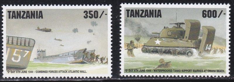 Tanzania # 1271-1272, D Day Anniversary, Tanks, NH, 1/2 Cat