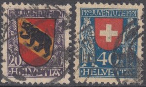 SWITZERLAND Sc # B9-20 HI-VALUES USED in 3 STAMP SET - COATS of ARMS