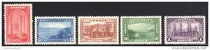 Canada # 241-245 1938 Set MNH