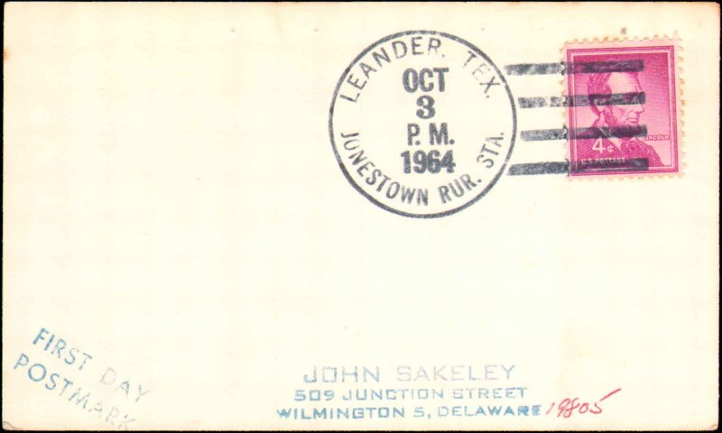 Leander Texas Jonestown Rur. Station ( Postal History ), 1964