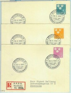 89040 -  SWEDEN - POSTAL HISTORY -   SET of 3 Registered FDC COVERS 1939