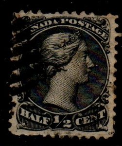 Canada Sc 21 1868 1/2c black Large Queen stamp used